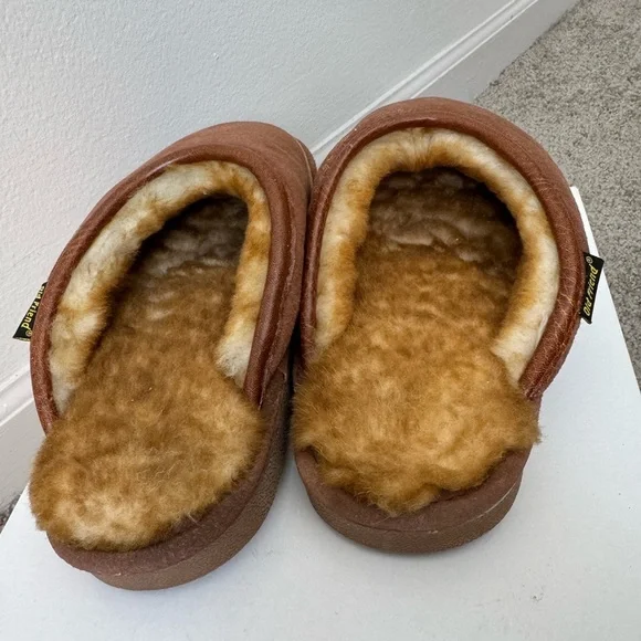 Old Friend Men’s Wide Sheepskin-lined Scuff Slipper Leather Size 9-10 - Picture 7 of 12